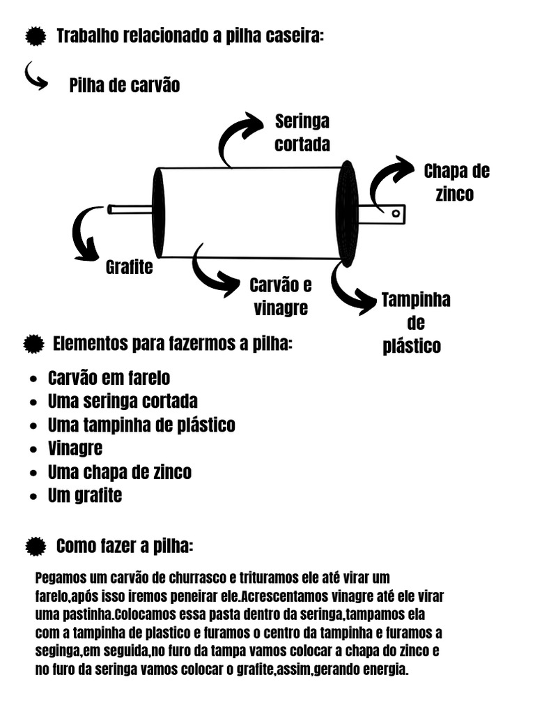 Como Fazer uma Pilha Caseira Simples | PDF