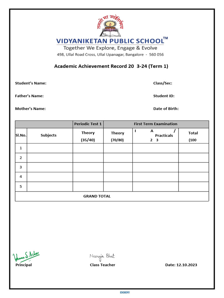 Academic Achievement Record 2023-24 | PDF