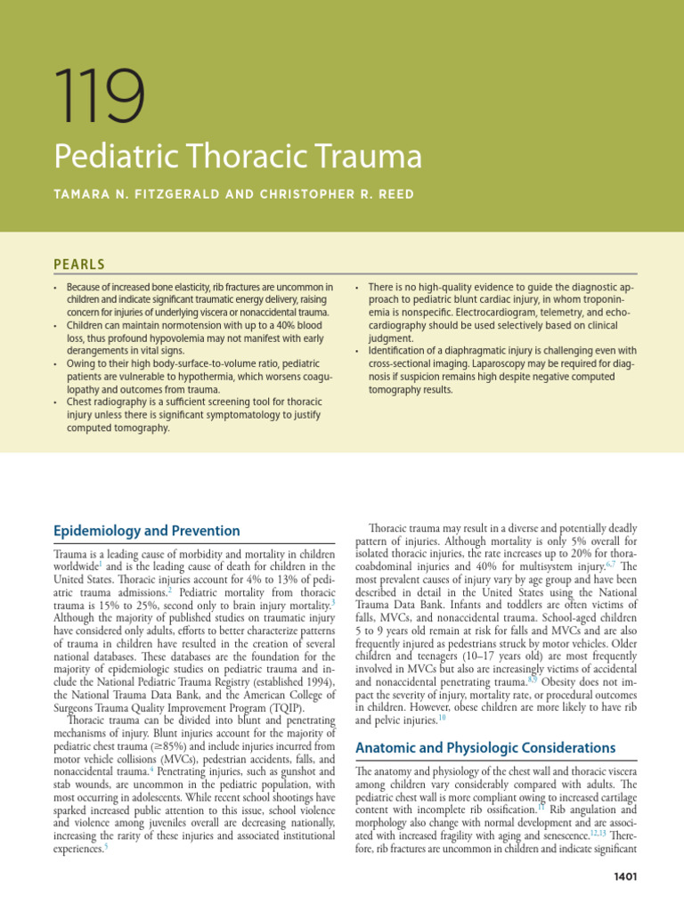 Pediatric Thoracic Trauma Overview | PDF | Major Trauma | Thorax
