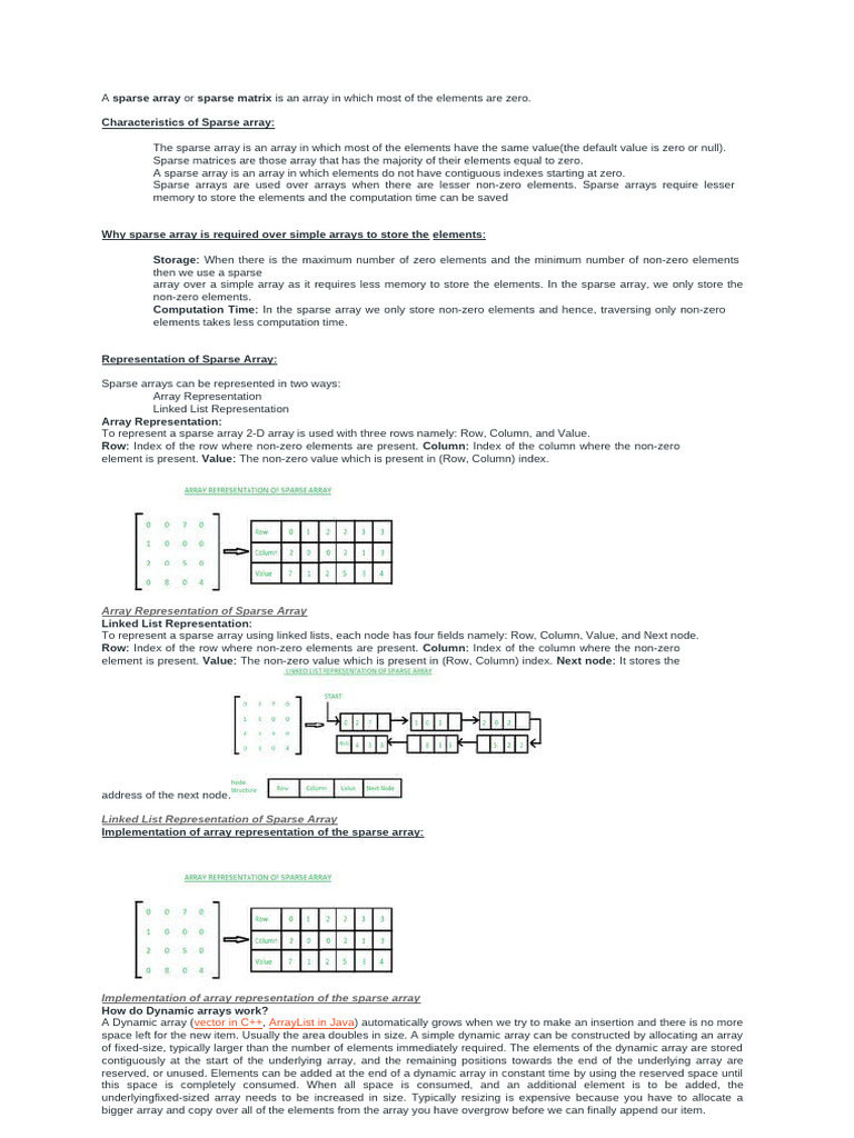 Understanding Sparse Arrays and Matrices | PDF | Queue (Abstract Data ...