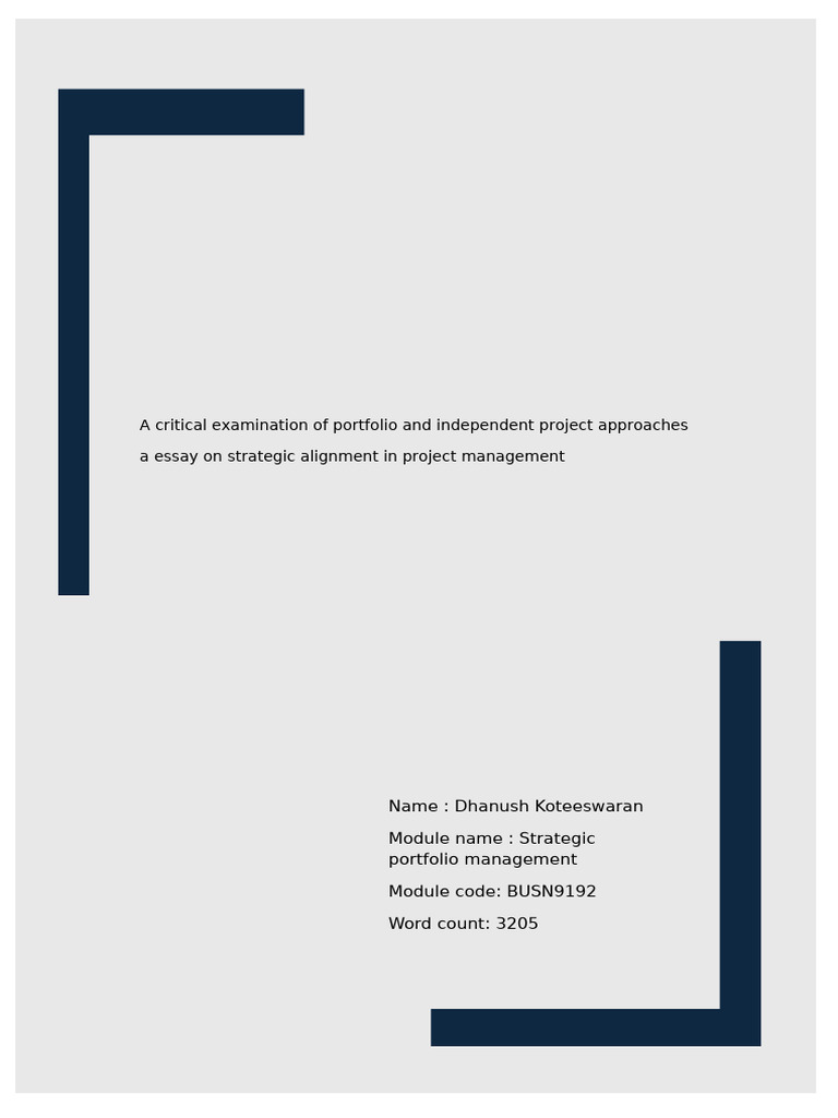 Strategic Alignment Essay | PDF | Strategic Management | Project Management