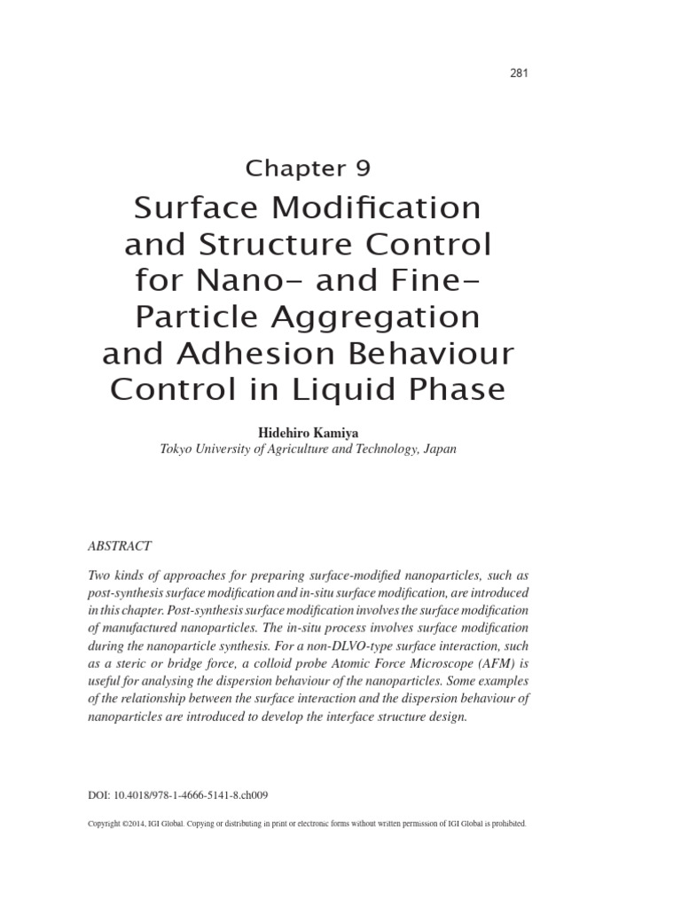 Surface Modification and Structure Control For Nano and Fine Particle ...
