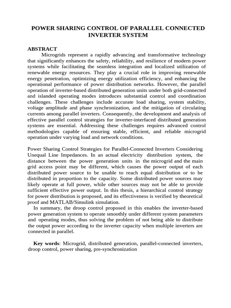 Power Sharing in Parallel Inverter Systems | PDF | Power Inverter ...