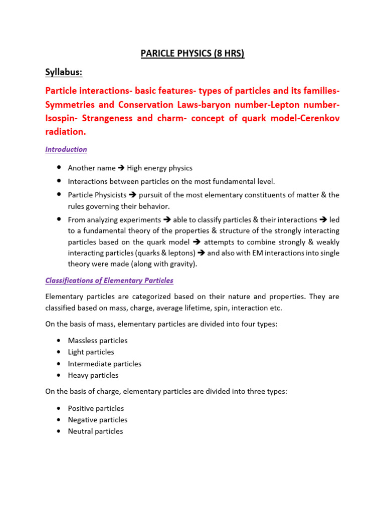 ELementary Particles | PDF | Quark | Elementary Particle
