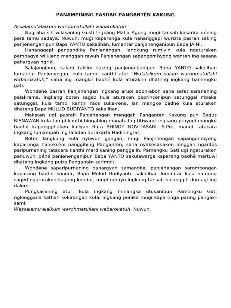 Nampi Pasrah Manten | PDF