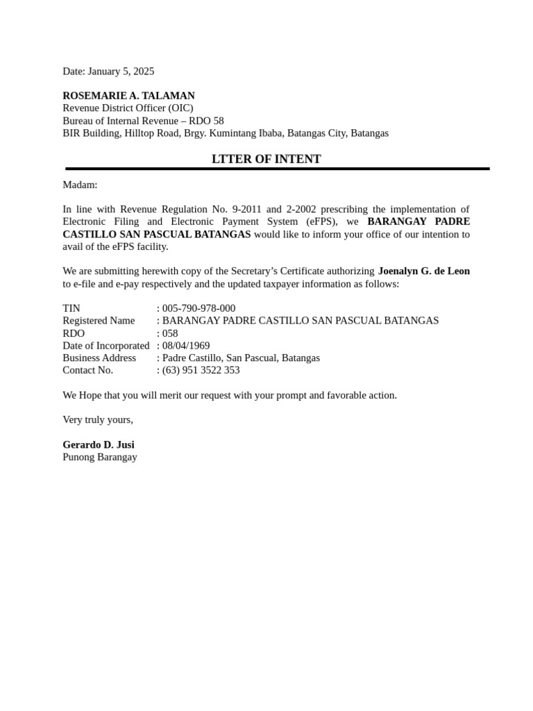 eFPS Application by Barangay Padre Castillo | PDF