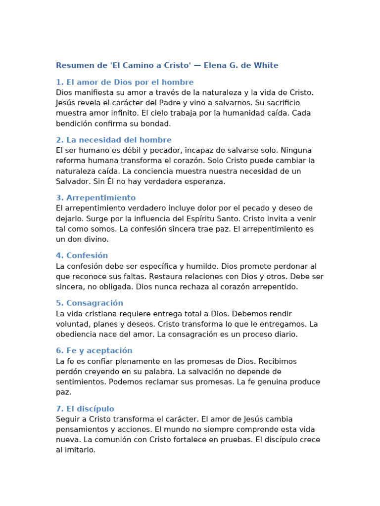 Resumen de 'El Camino a Cristo' | PDF | Cristo (título) | Fe