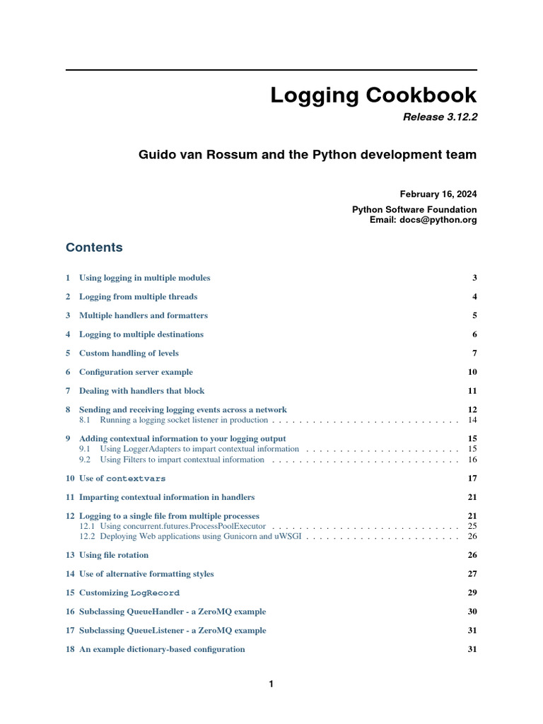 Python Logging Cookbook: Recipes & Tips | PDF | System Software ...