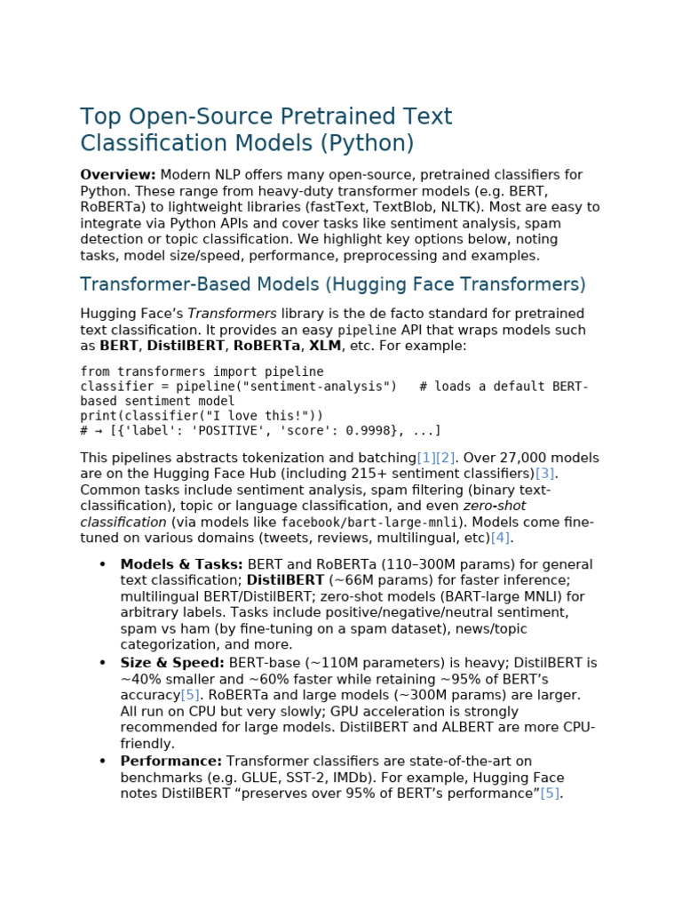 Open-Source Text Classification Models | PDF | Statistical ...