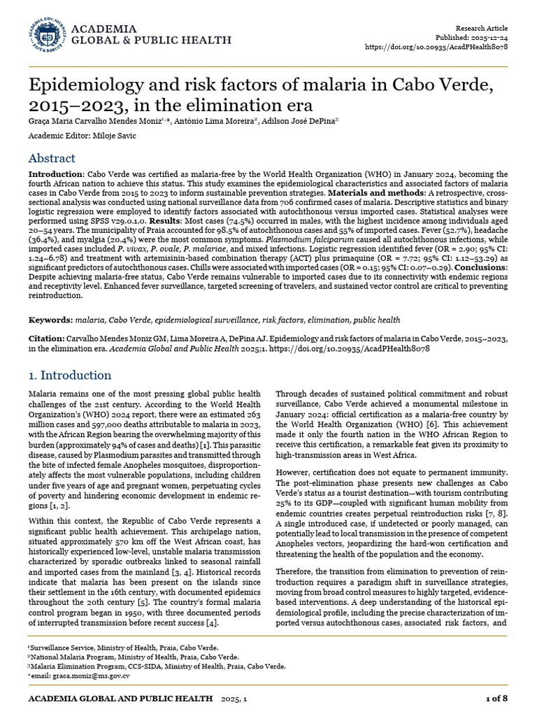 Epidemiology and Risk Factors of Malaria | PDF | Malaria | Receiver ...