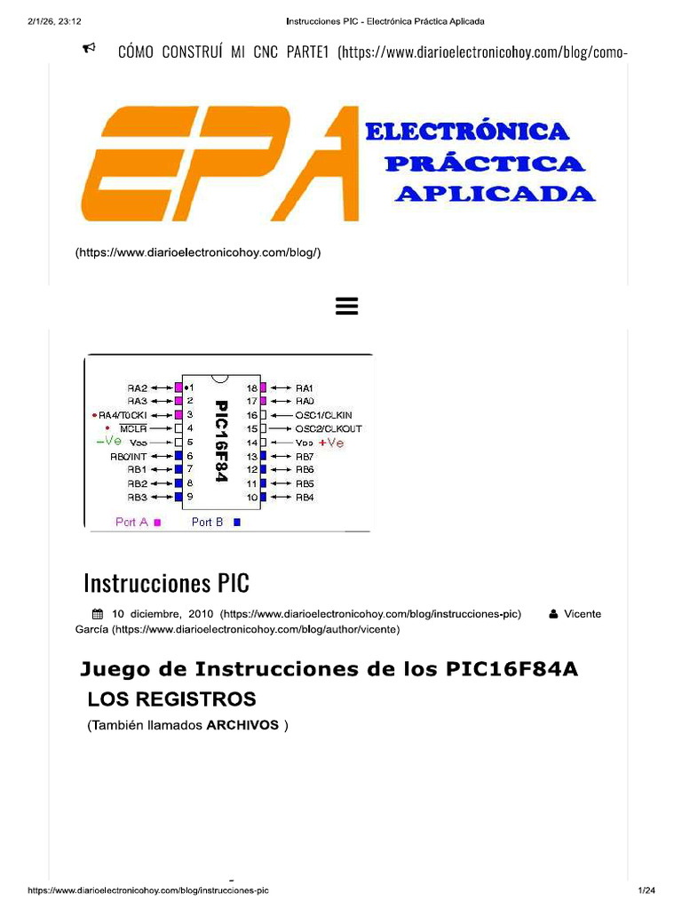 PIC16F84A Tutorial | PDF
