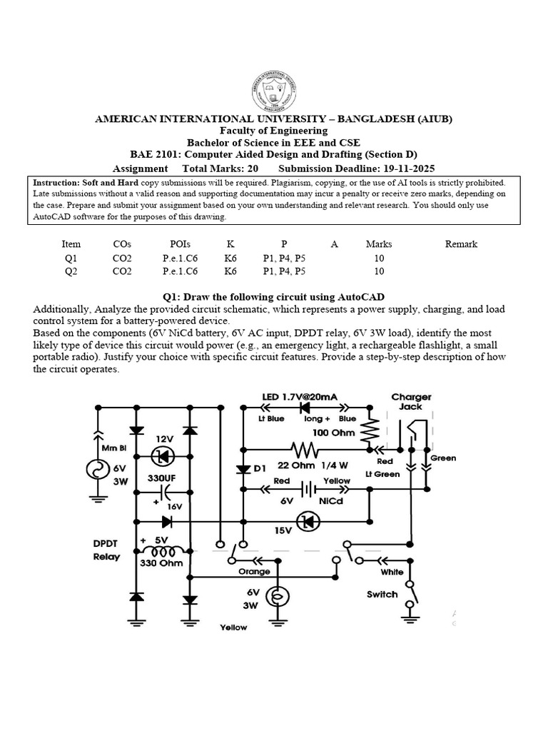 AIUB EEE/CSE CAD Assignment Guidelines | PDF