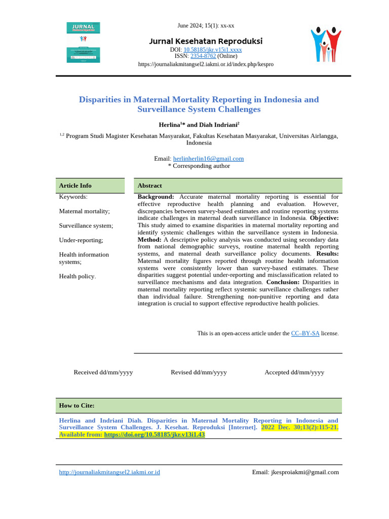 Maternal Mortality Reporting in Indonesia | PDF | Maternal Death ...