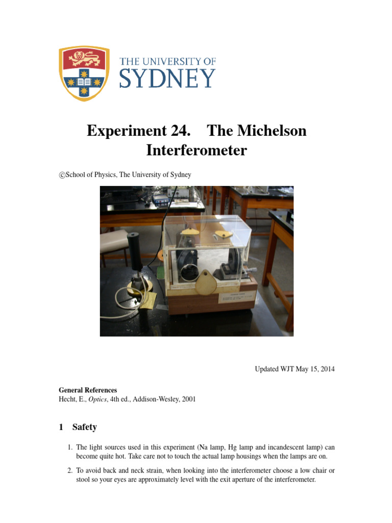 Michelson Interferometer Experiment Guide | PDF | Interferometry ...