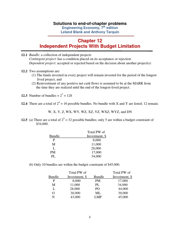Chapter # 12 Solutions- Engineering Economy, 7 th editionLeland Blank and  Anthony Tarquin |