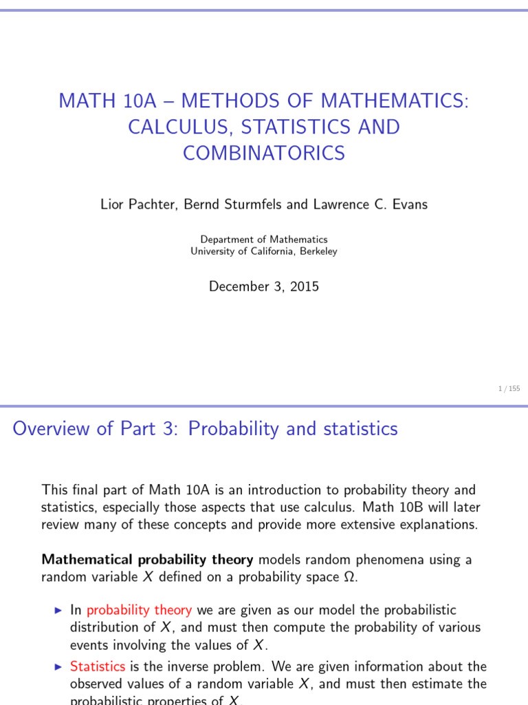 Introduction to Probability and Statistics | PDF | Random Variable ...