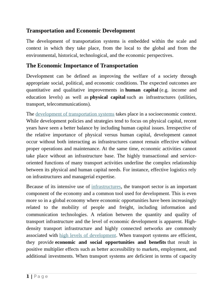 Economic Impact of Transportation Systems | PDF | Gross Domestic ...