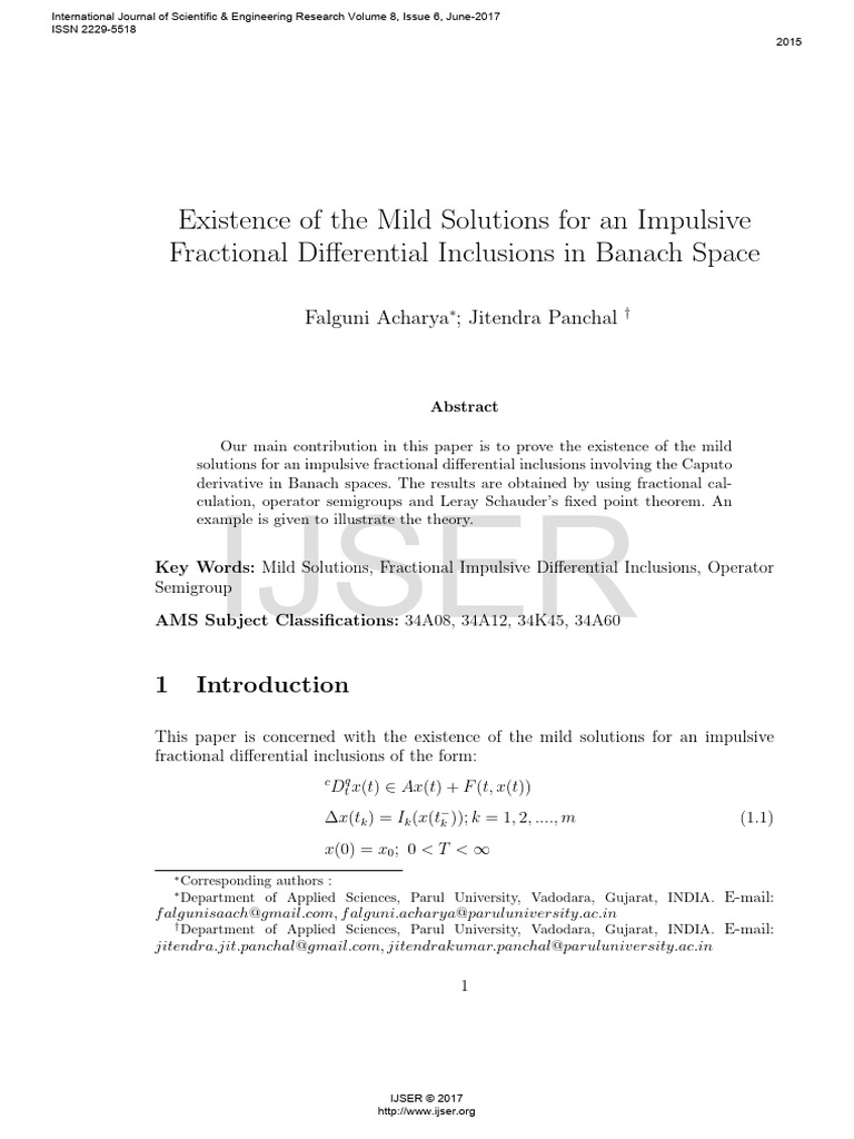 Existence of The Mild Solutions For An Impulsive Fractional Di Erential ...