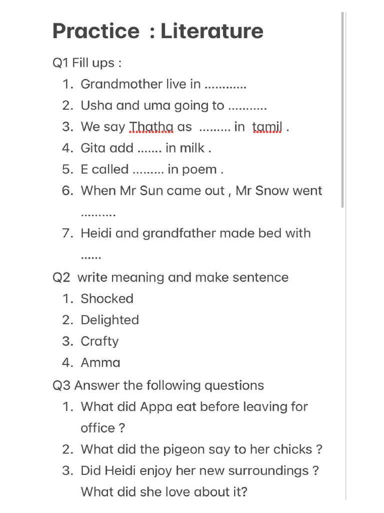 Class 3 English Practice Sheet | PDF