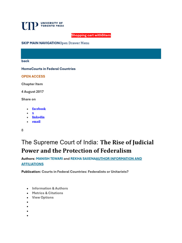 Supreme Court's Role in Indian Federalism | PDF | Supreme Court Of The ...