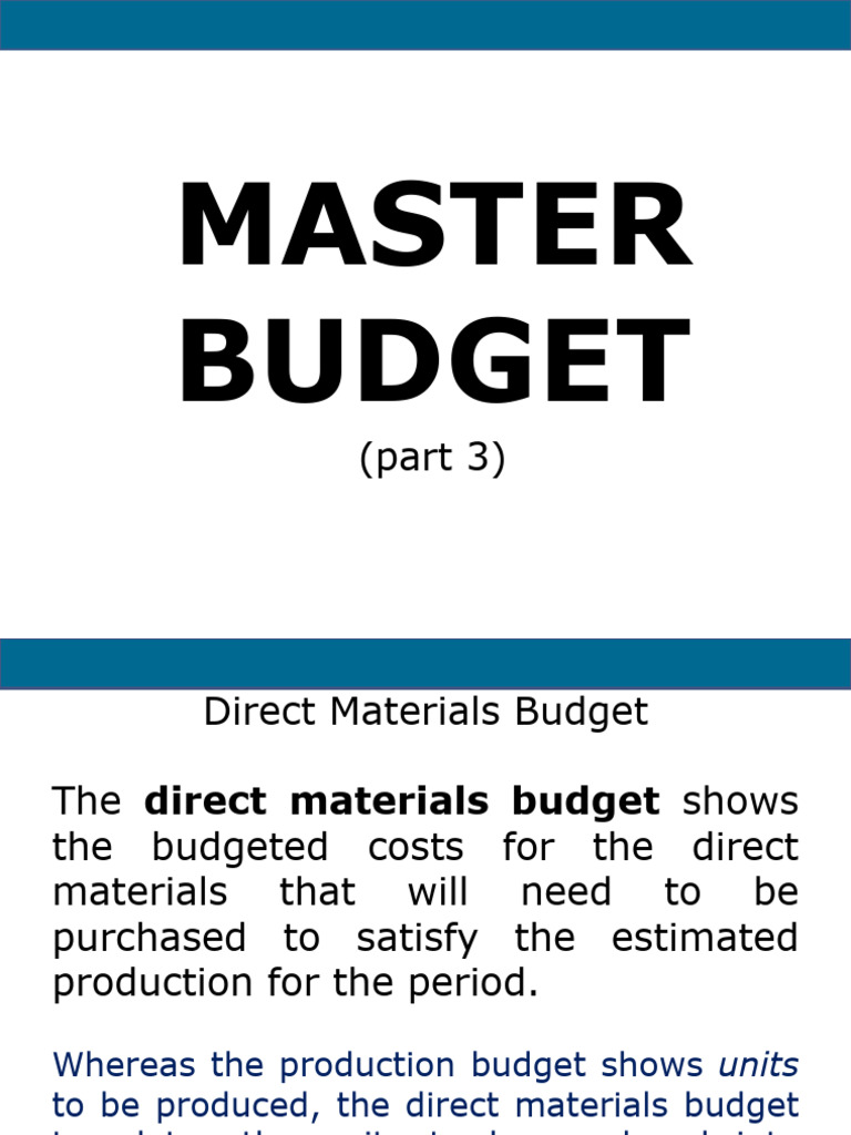 Direct Materials and Labor Budgets Explained | PDF | Business Economics ...
