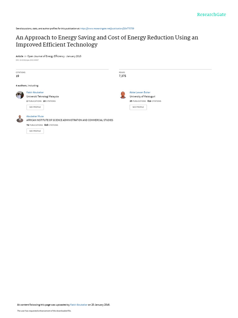 An Approach To Energy Saving and Cost of Energy Re | PDF | Energy ...