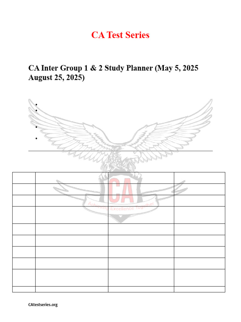 CA Inter Group 1 & 2 Study Planner | PDF | Taxes | Accounting