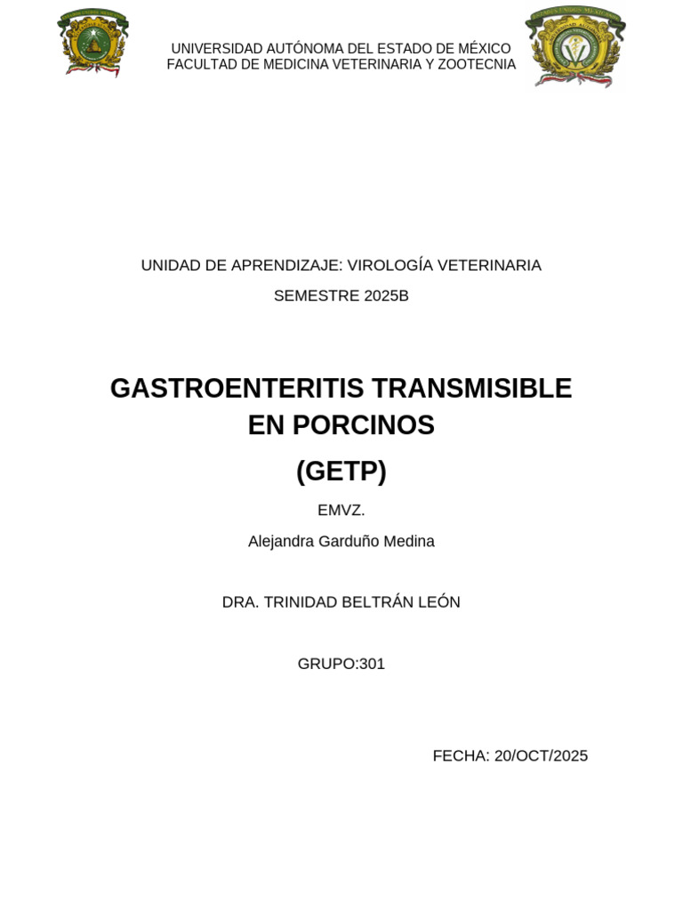 Gastroenteritis Transmisible Porcina: GETP | PDF | Virus | Intestino ...
