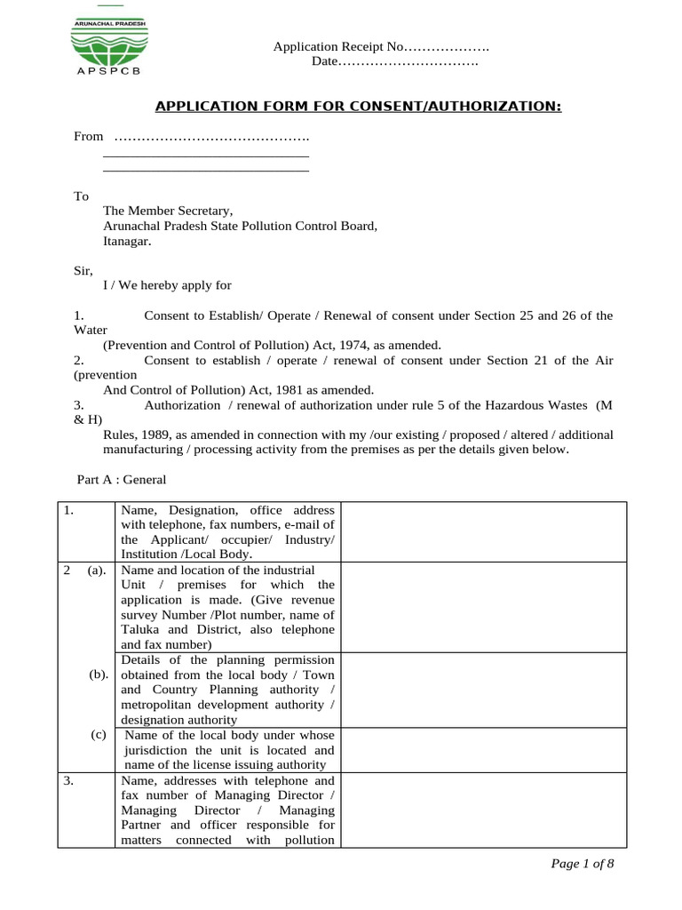 Pollution Control Consent Application Form | PDF | Waste | Hazardous Waste