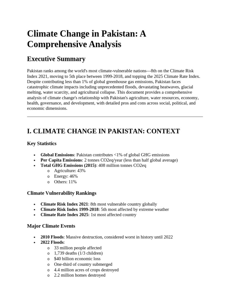 Climate Change Impact in Pakistan Analysis | PDF | Climate Change ...