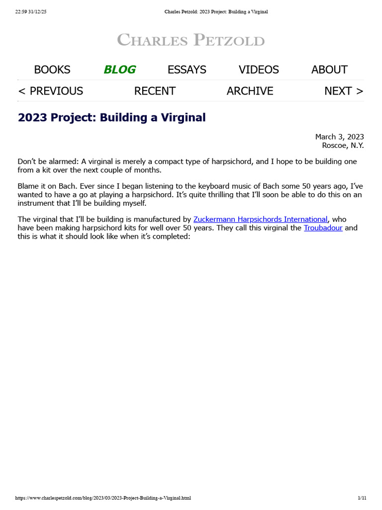 Charles Petzold - 2023 Project - Building A Virginal | PDF ...