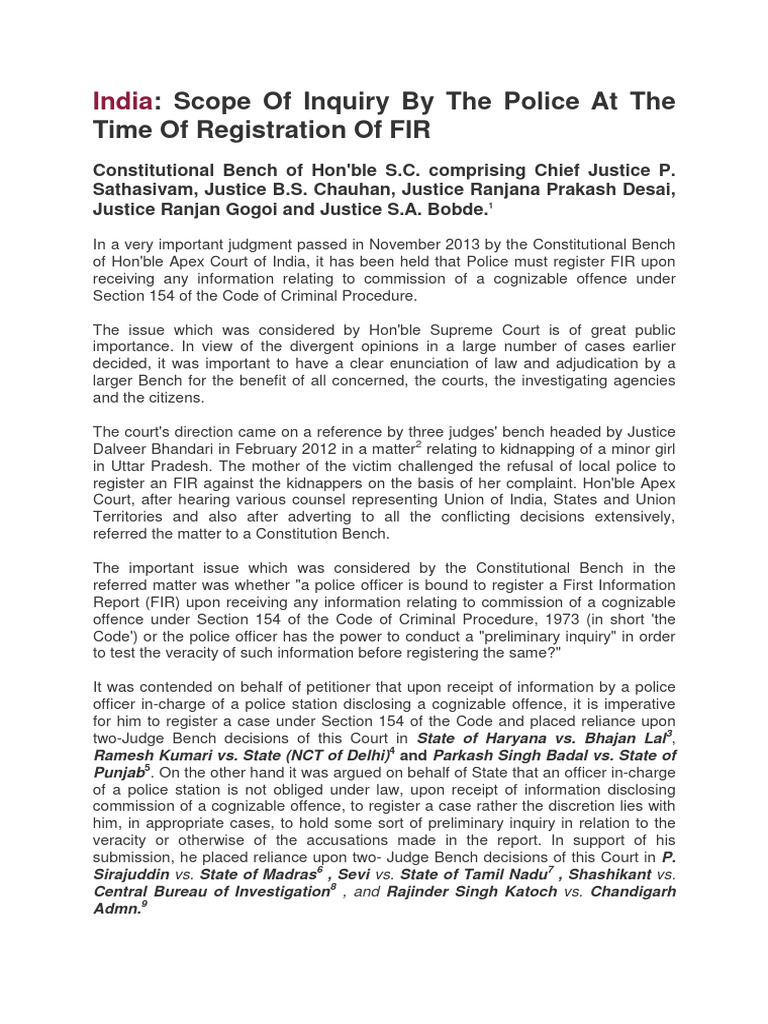 201802171709278400FIR Registraion | PDF | Supreme Court Of India ...