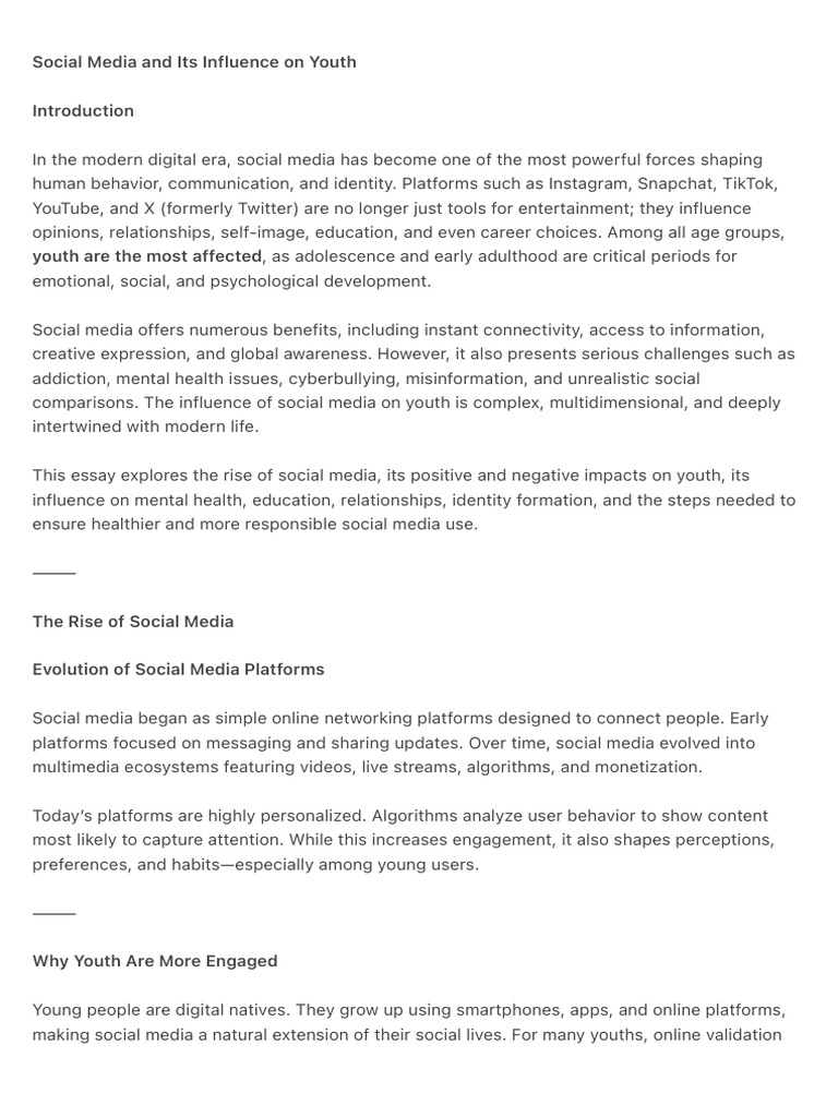Impact of Social Media on Youth | PDF | Social Media | Popular Culture ...