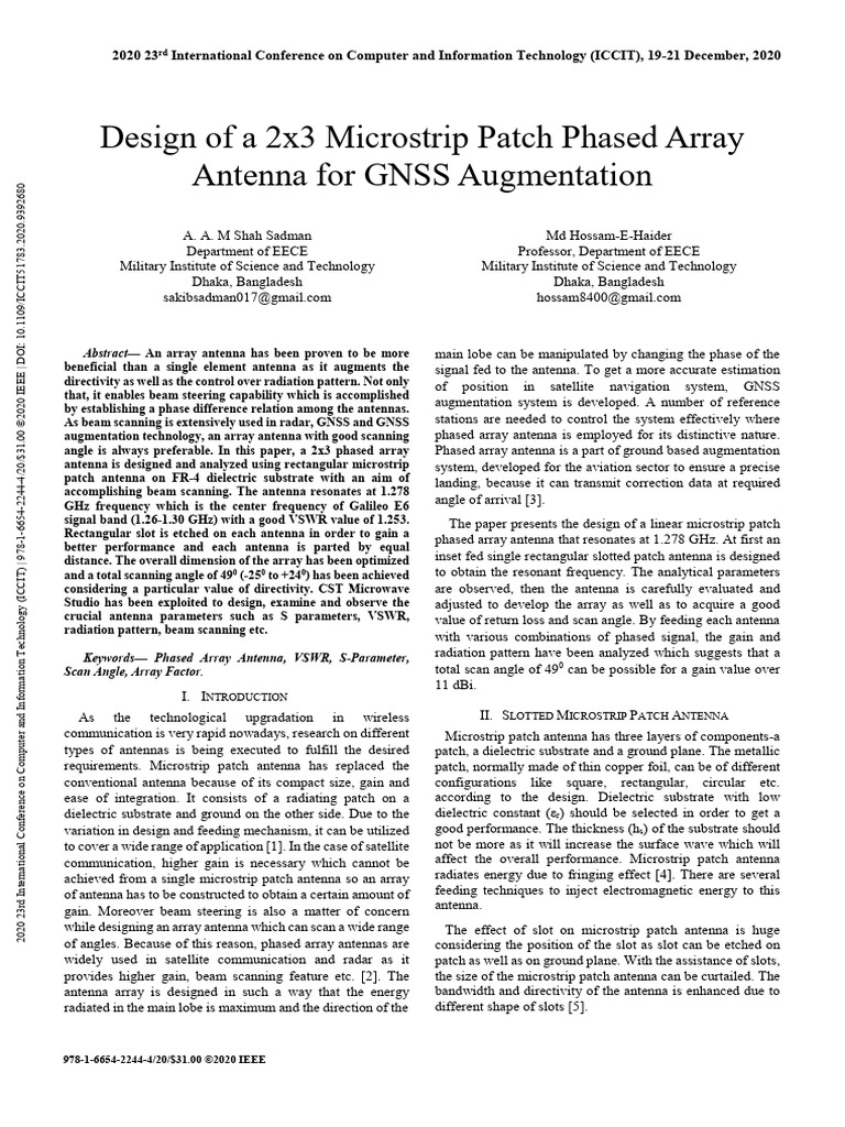 2x3 Microstrip Phased Array Antenna Design | PDF | Antenna (Radio ...