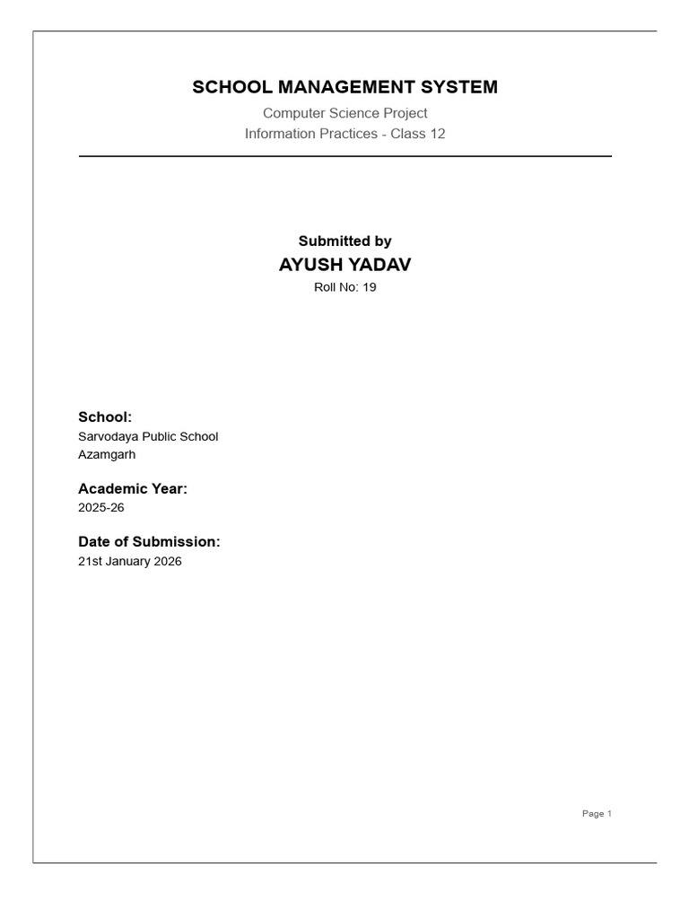 Python School Management System Project | PDF | Databases | Operating ...