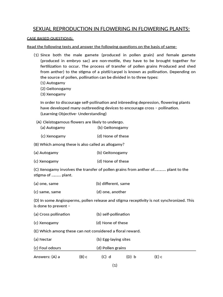 Sexual Reproduction in Flowering Plants | PDF | Flowers | Pollination