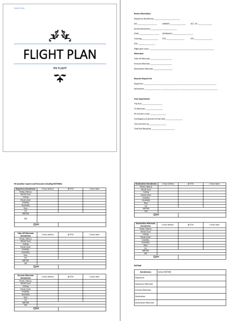 Comprehensive IFR Flight Plan Template | PDF | Aviation | Aviation Safety