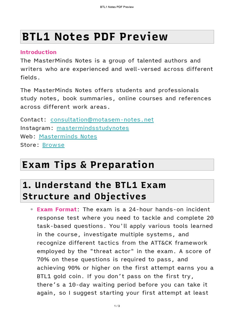 BTL1 Notes PDF - The Complete 2026 Edition | PDF | Internet Protocol ...