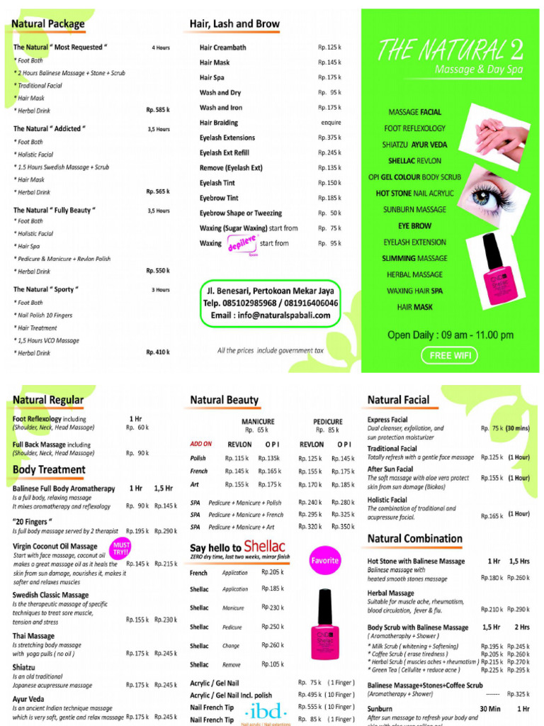 Price List Natural Spa 2 | PDF