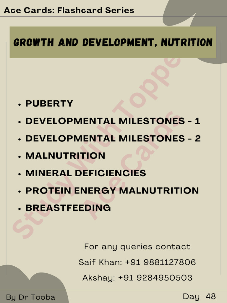 Ace Cards - Paediatrics- Growth and Development, Nutrition | PDF