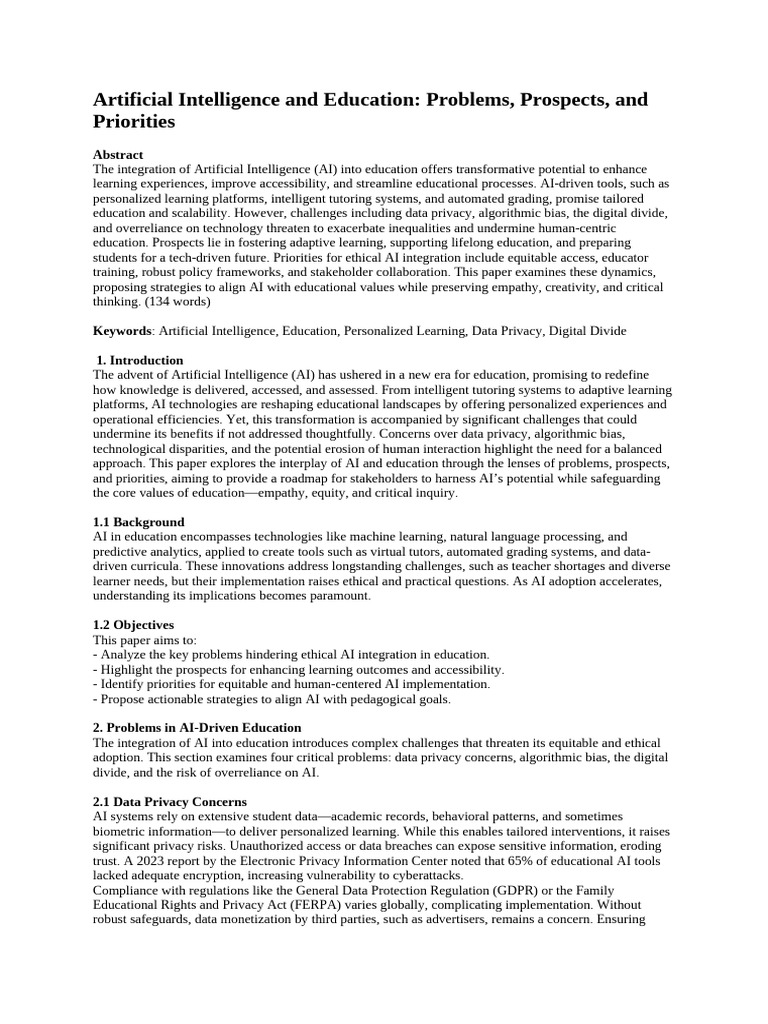 AI in Education: Challenges and Opportunities | PDF | Artificial ...