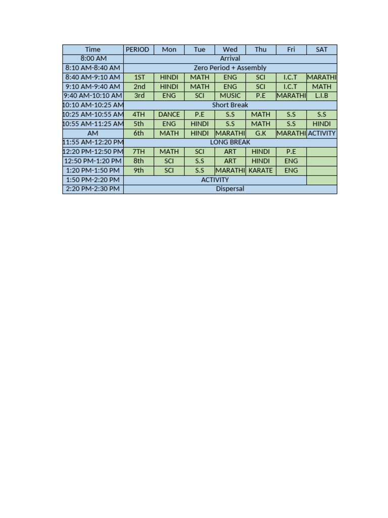 TIMETABLE | PDF