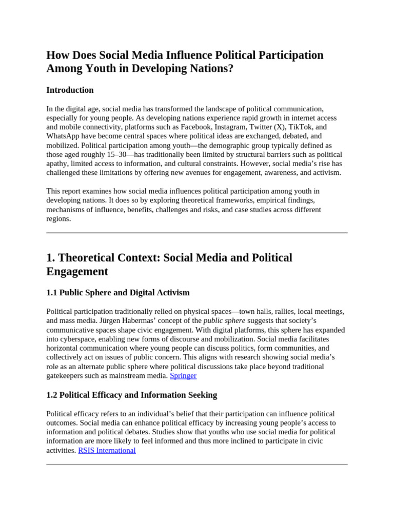 Social Media's Impact on Youth Politics | PDF | Social Media | Popular ...