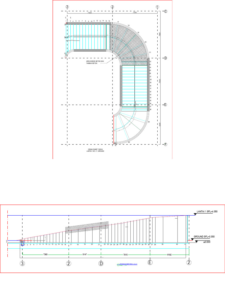 Denah dan Potongan Ramp Beton | PDF