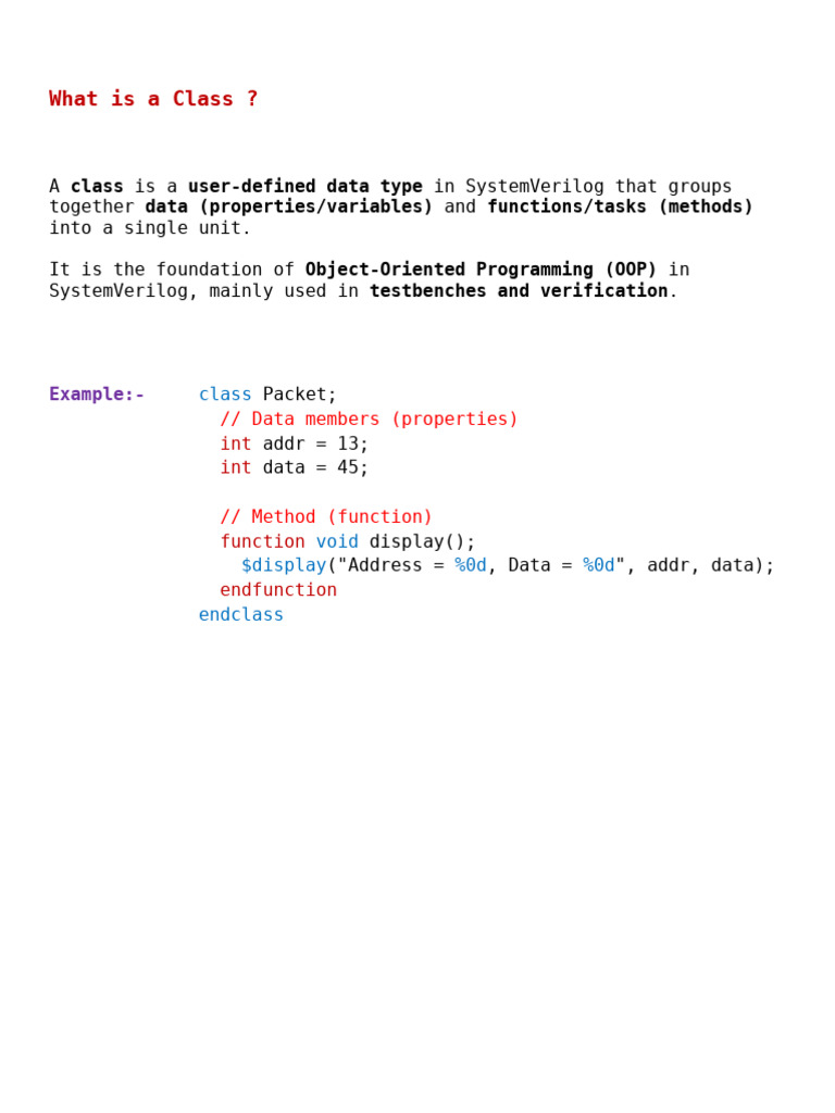 Understanding Classes in SystemVerilog | PDF