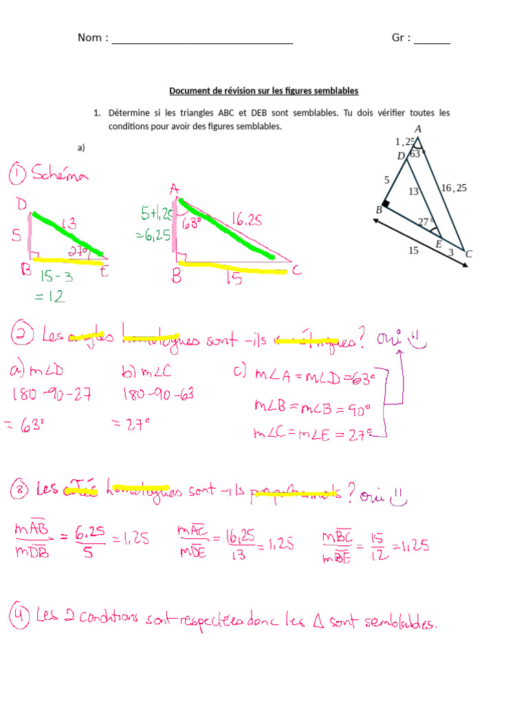 Révision sur les triangles semblables | PDF | Échecs | Théorie (échecs)