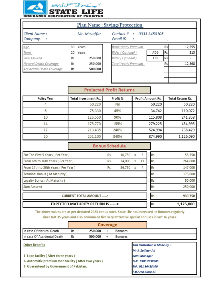 Life Insurance Policy Illustration | PDF | Financial Services ...