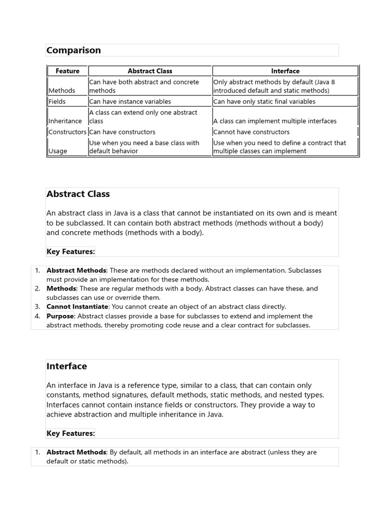 Abstract Classes vs Interfaces in Java | PDF | Method (Computer ...