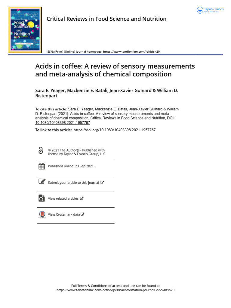 Coffee Acids: Sensory Analysis & Meta-Study | PDF | Taste | Coffee