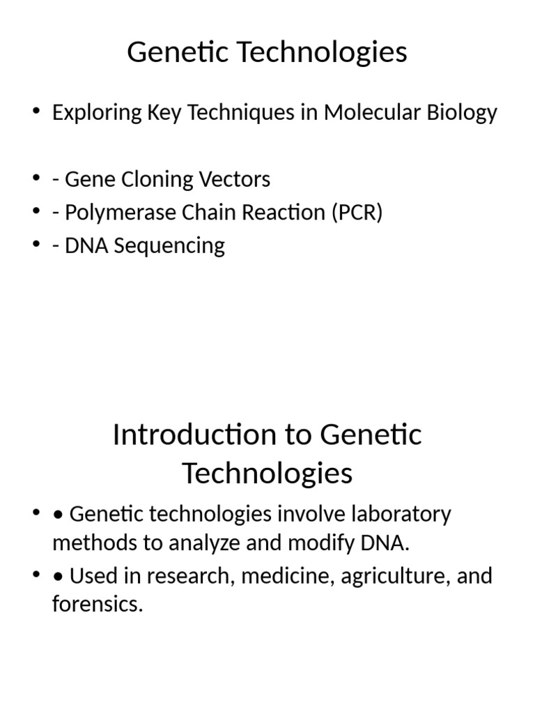 Key Genetic Technologies Explained | PDF